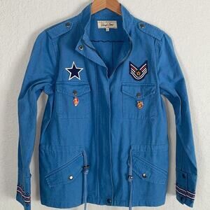 Sheryl Crow Blue Utility Military Jacket Flag Patch USA Star Patriotic America